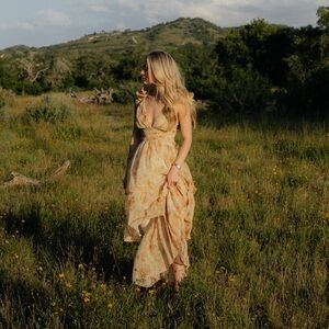 VICI Elegant Floral Tiered Maxi Dress